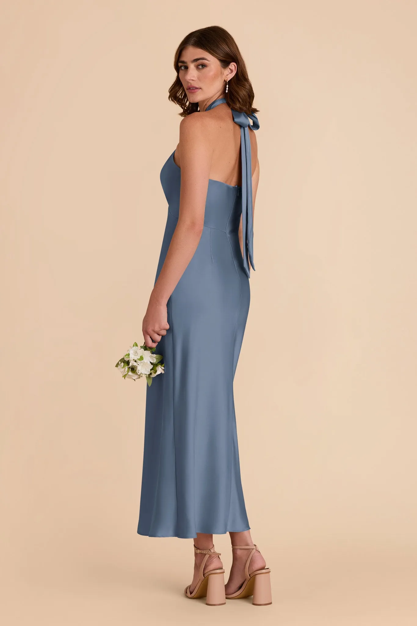 Monique Matte Satin Dress - French Blue sold by Birdy Grey product image thumbnail 4