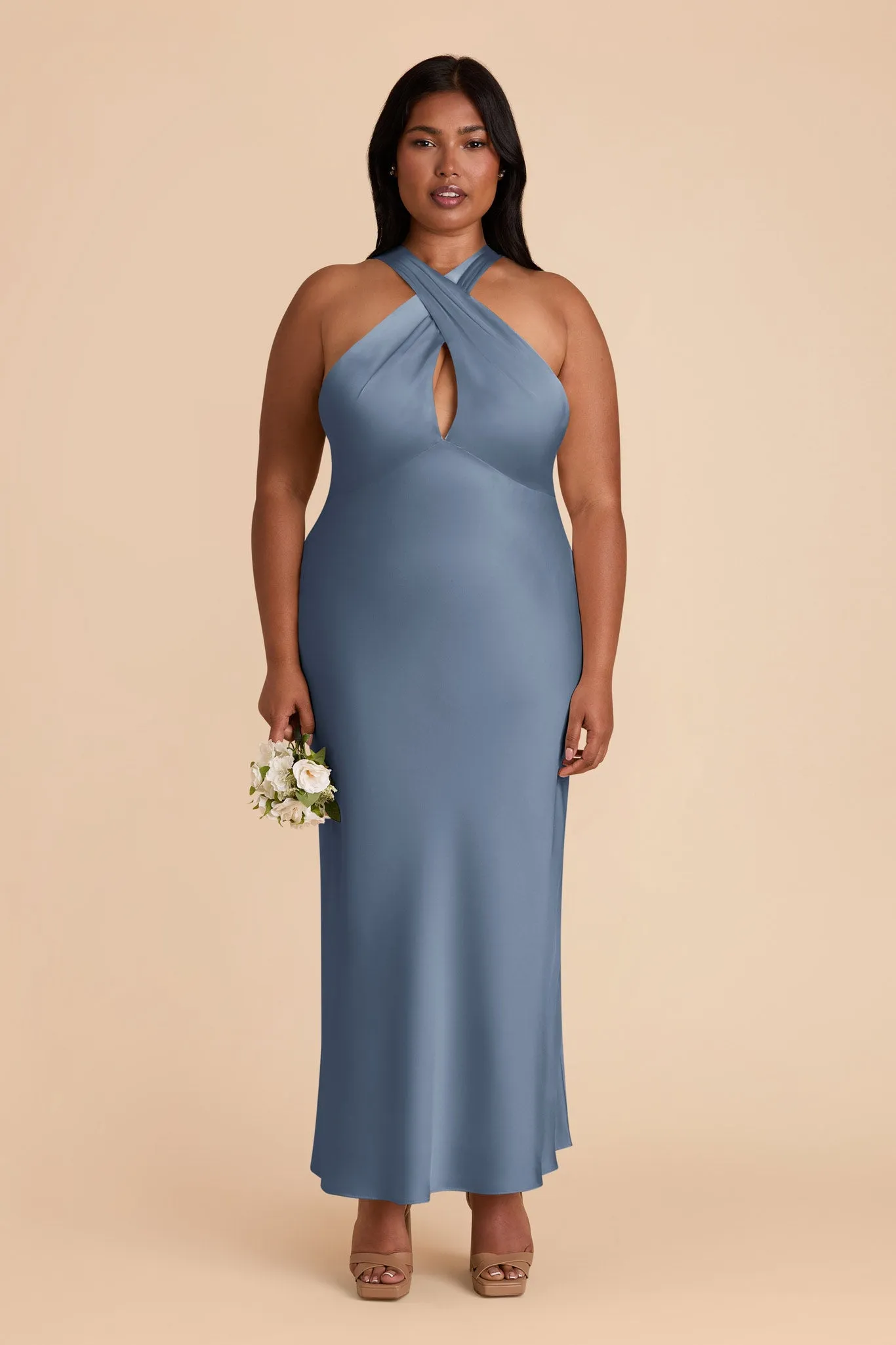 Monique Matte Satin Dress - French Blue sold by Birdy Grey product image thumbnail 2
