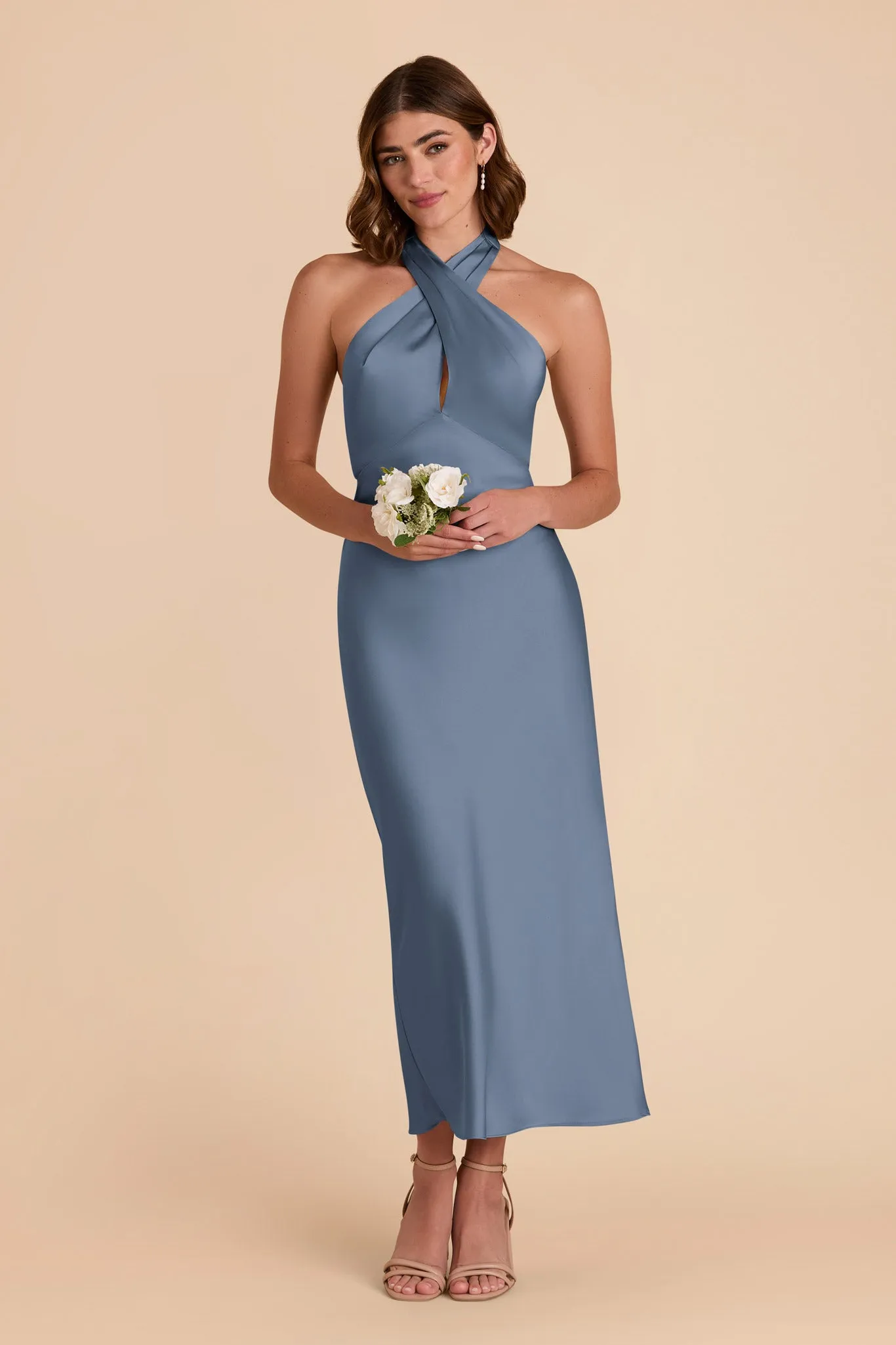 Monique Matte Satin Dress - French Blue sold by Birdy Grey product image thumbnail 3