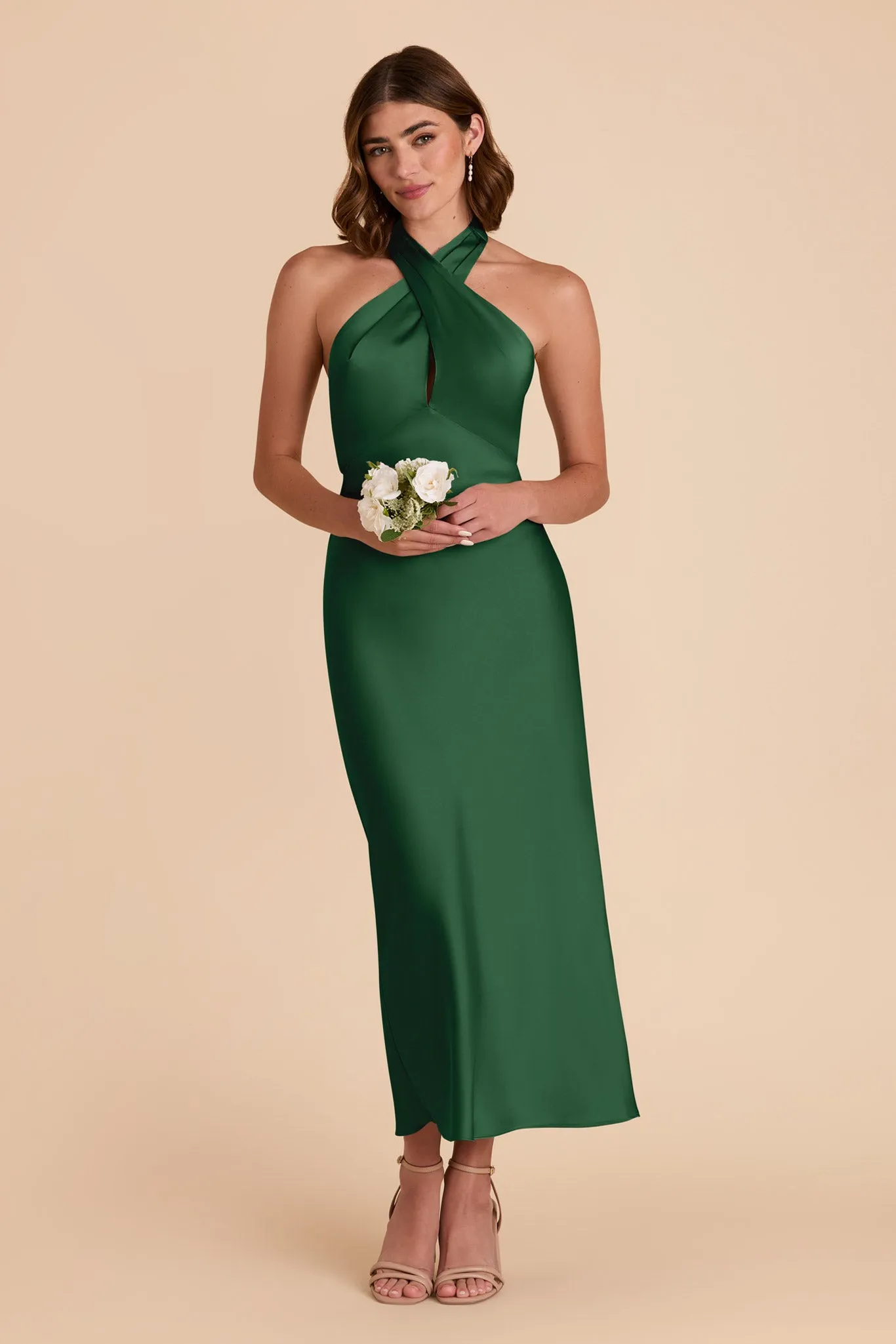 Monique Matte Satin Dress - Forest Green sold by Birdy Grey