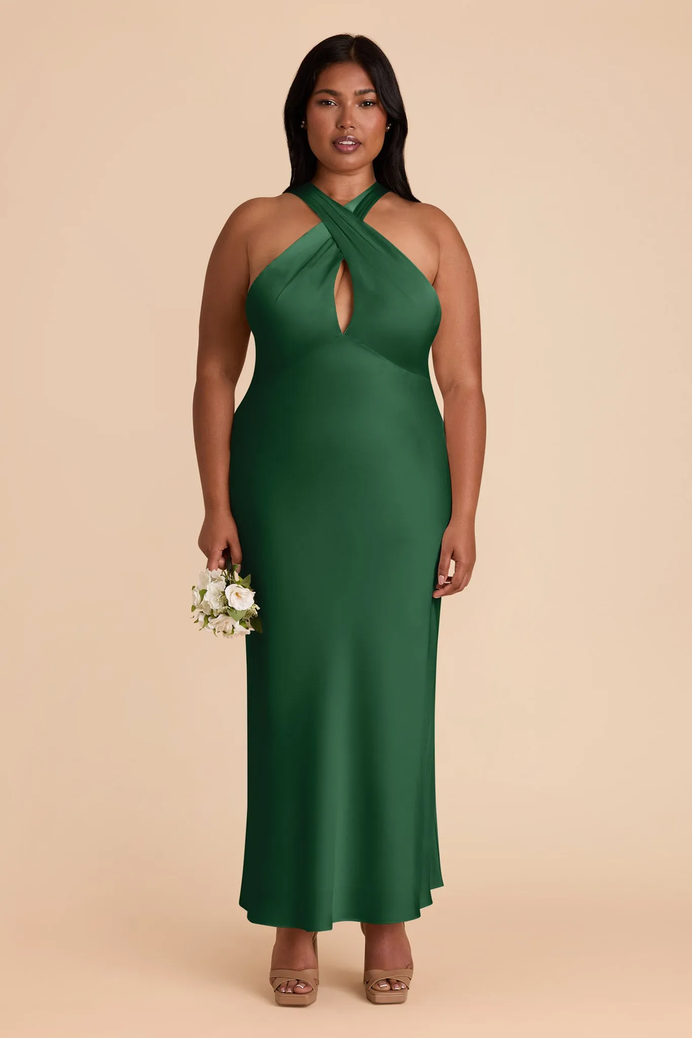 Monique Matte Satin Dress - Forest Green sold by Birdy Grey product image thumbnail 2