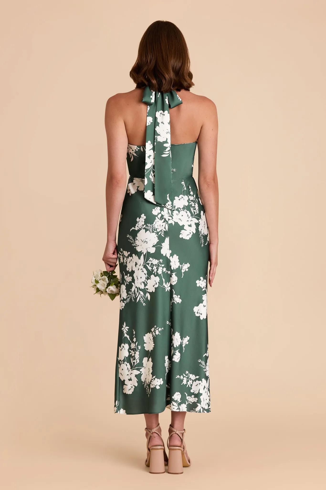 Monique Matte Satin Dress - Eucalyptus Whimsical Blooms sold by Birdy Grey product image thumbnail 5