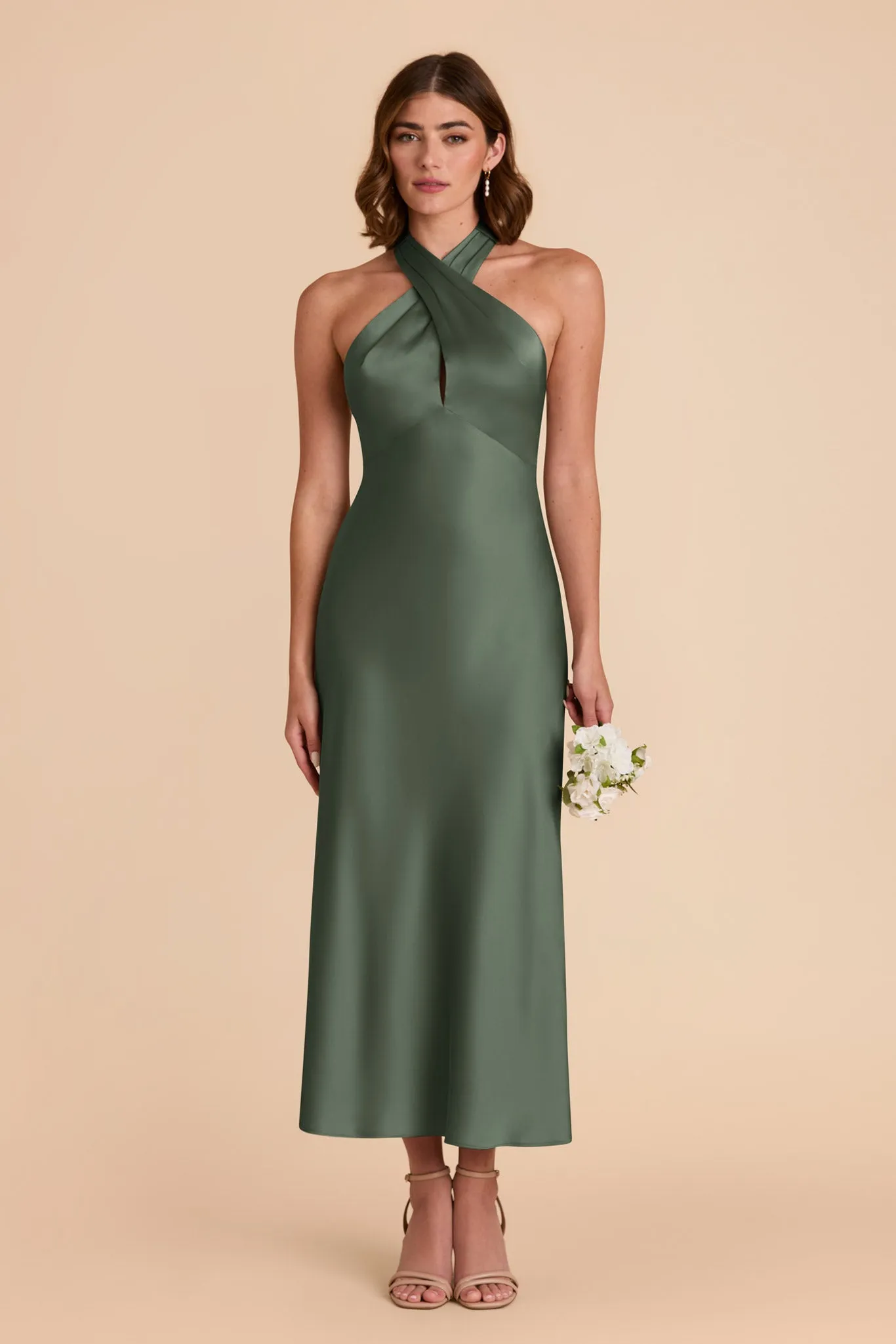 Monique Matte Satin Dress - Eucalyptus sold by Birdy Grey