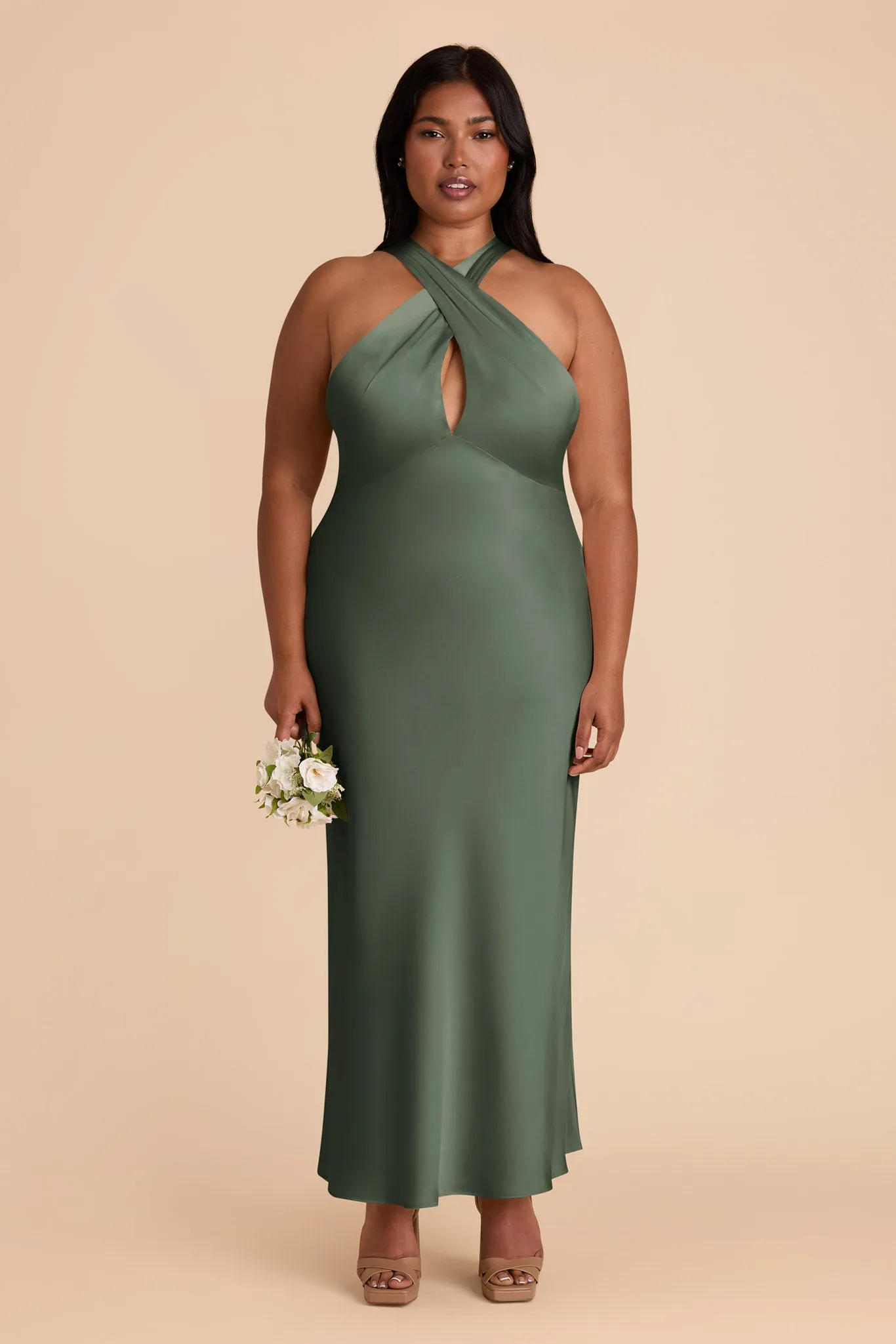 Monique Matte Satin Dress - Eucalyptus sold by Birdy Grey product image thumbnail 2