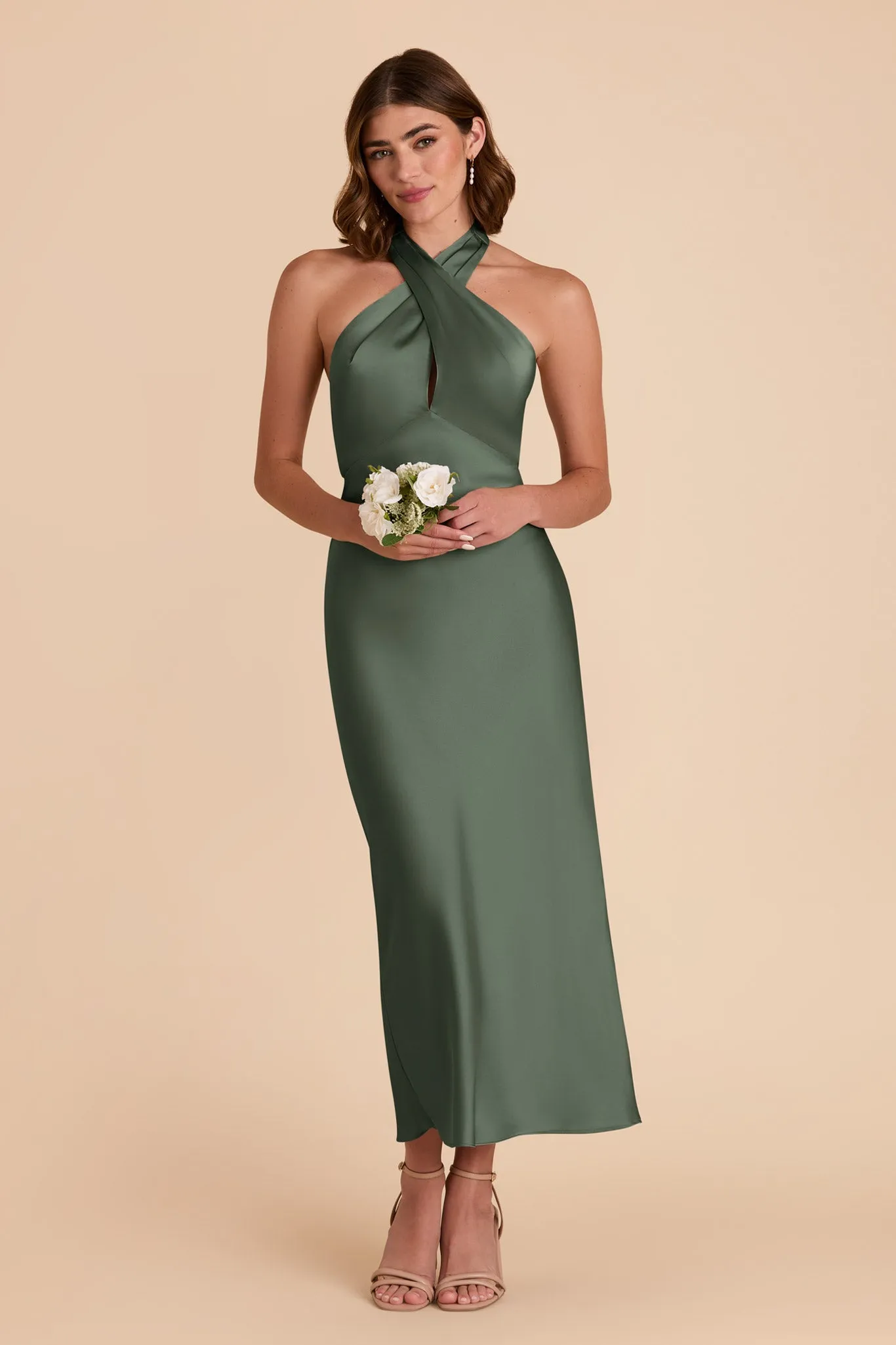 Monique Matte Satin Dress - Eucalyptus sold by Birdy Grey product image thumbnail 3