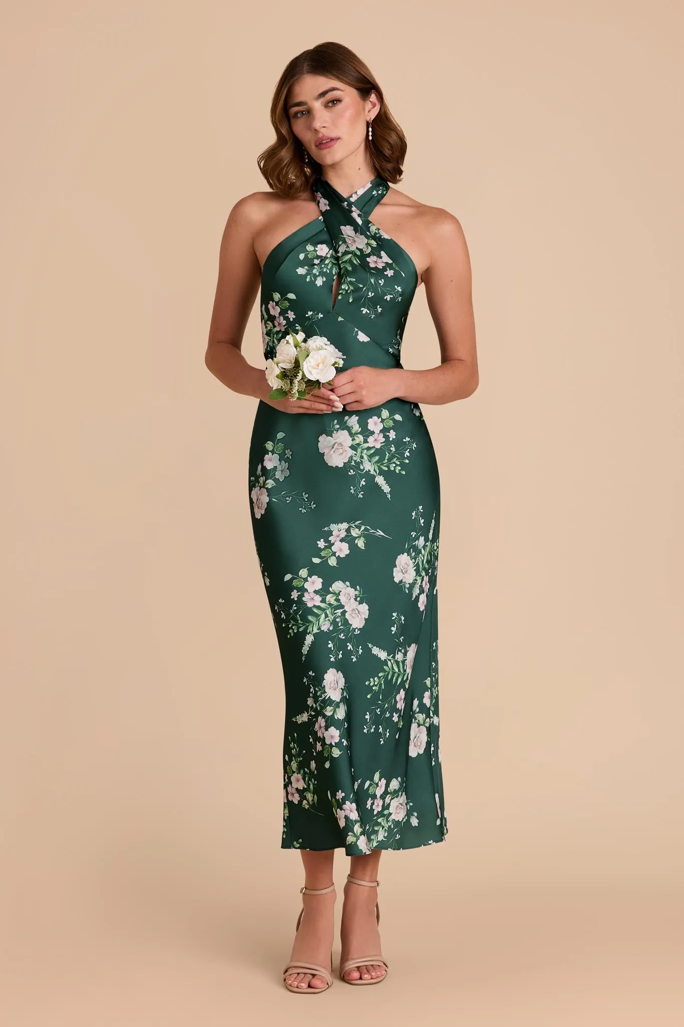 Monique Matte Satin Dress - Emerald Garden Party sold by Birdy Grey product image thumbnail 2