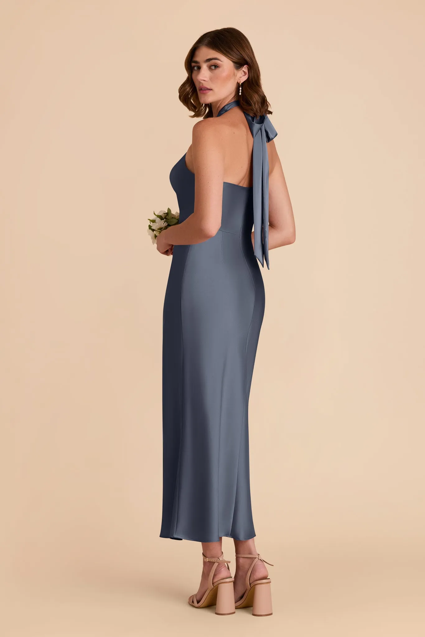 Monique Matte Satin Dress - Dusk Blue sold by Birdy Grey product image thumbnail 5