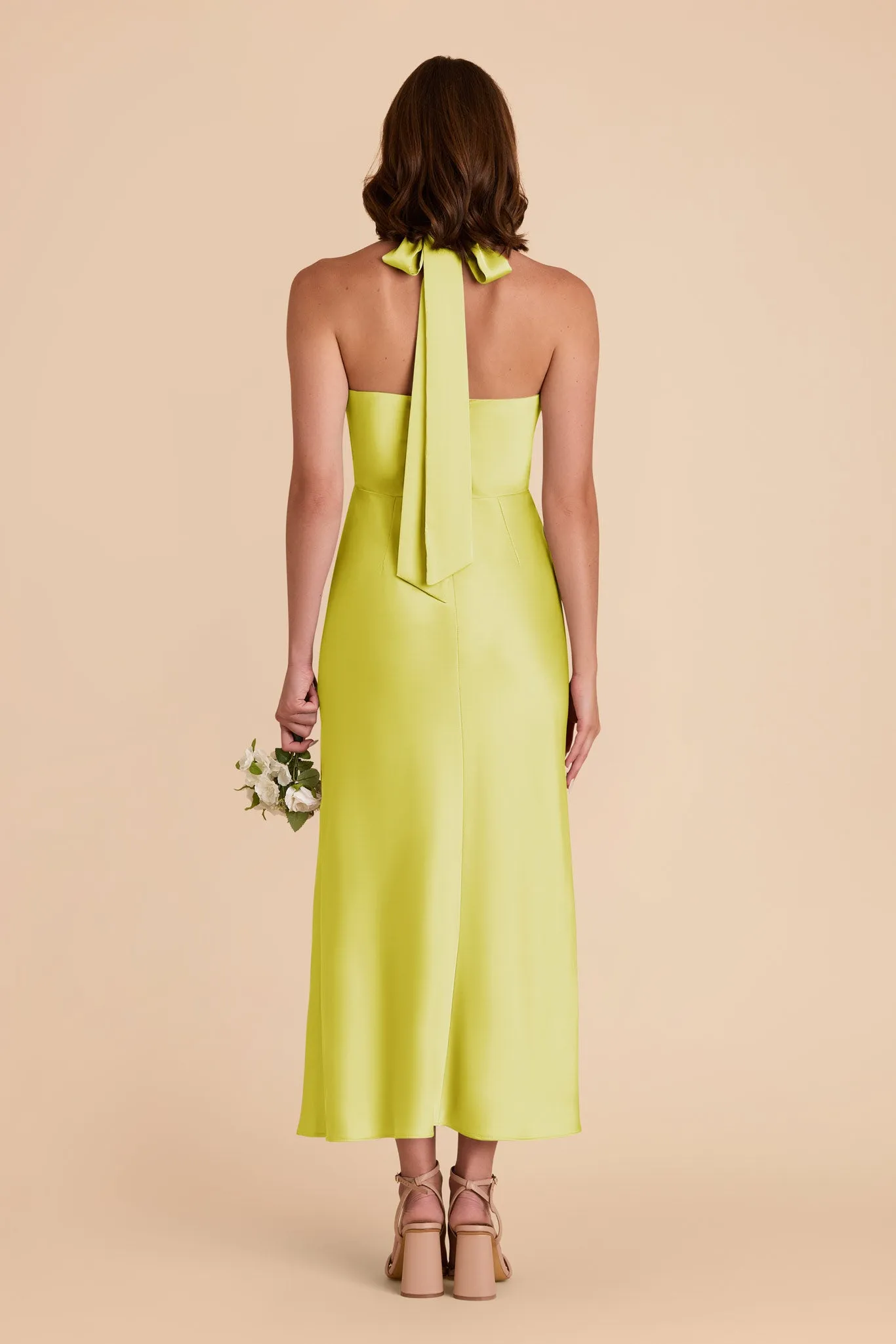 Monique Matte Satin Dress - Chartreuse sold by Birdy Grey product image thumbnail 5