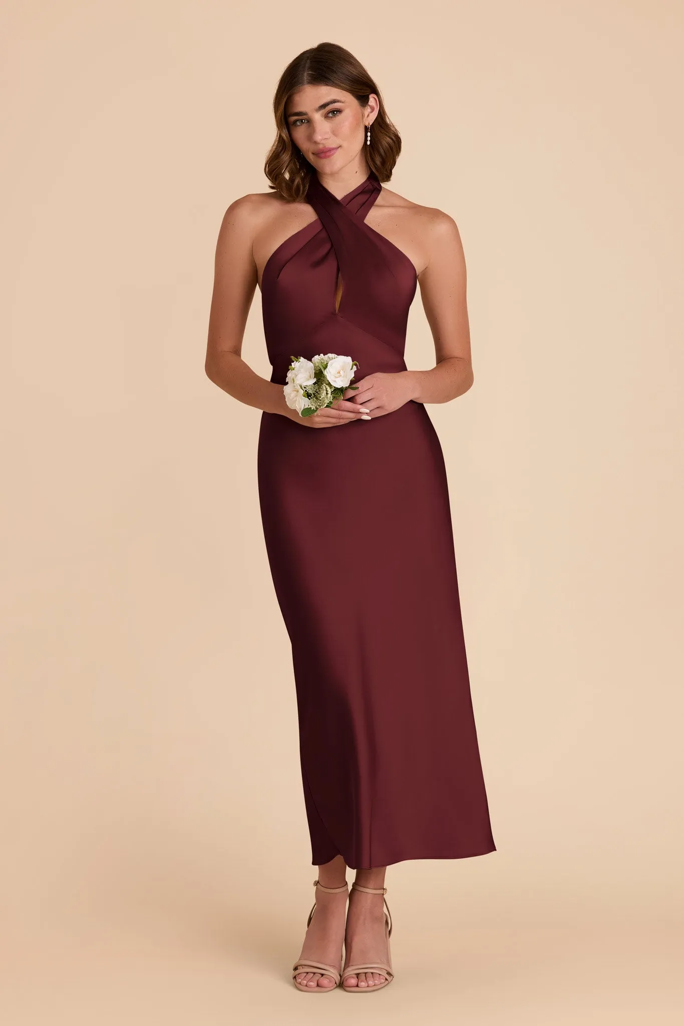 Monique Matte Satin Dress - Cabernet sold by Birdy Grey product image thumbnail 3