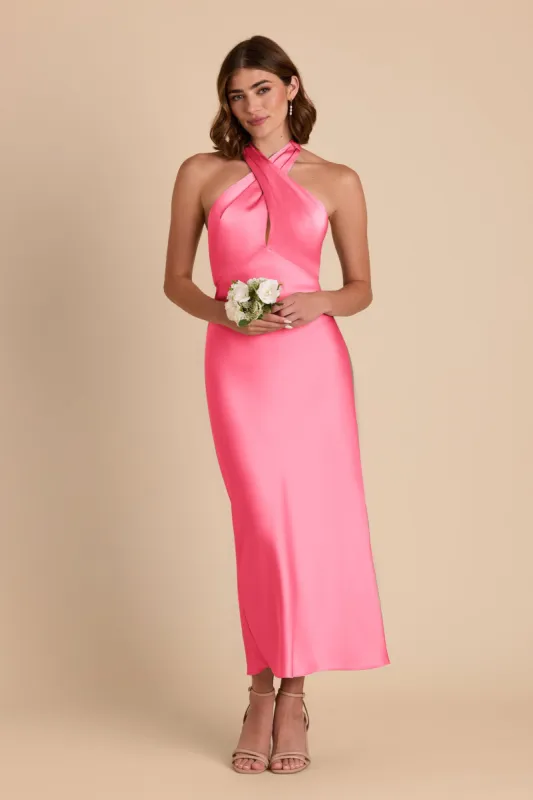 Monique Matte Satin Dress - Bon Bon Pink sold by Birdy Grey