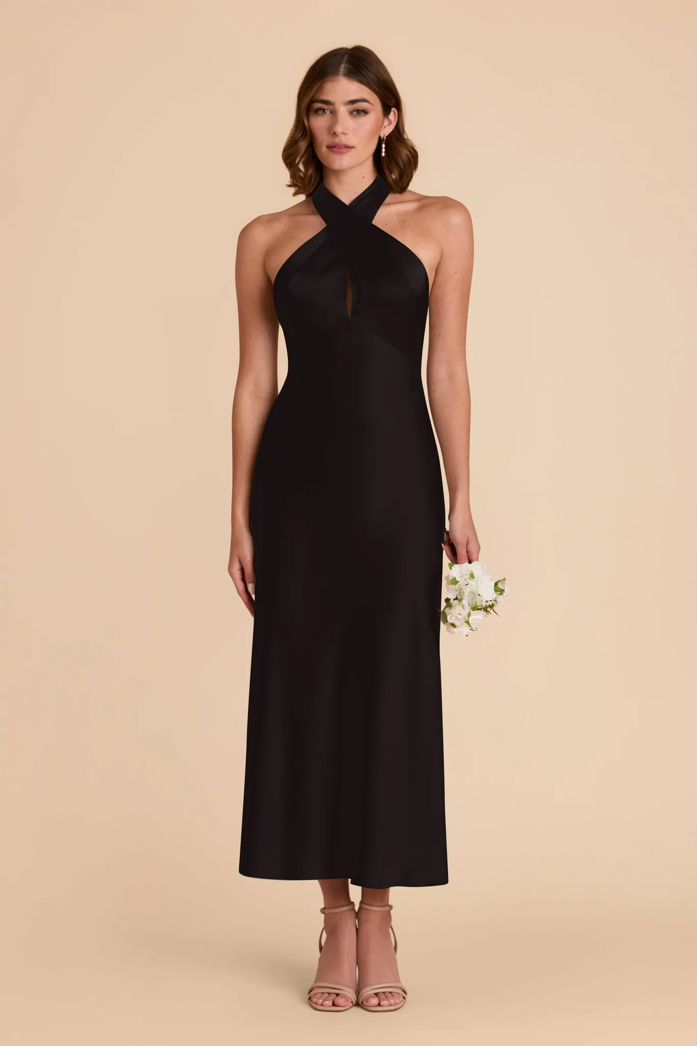 Monique Matte Satin Dress - Black sold by Birdy Grey