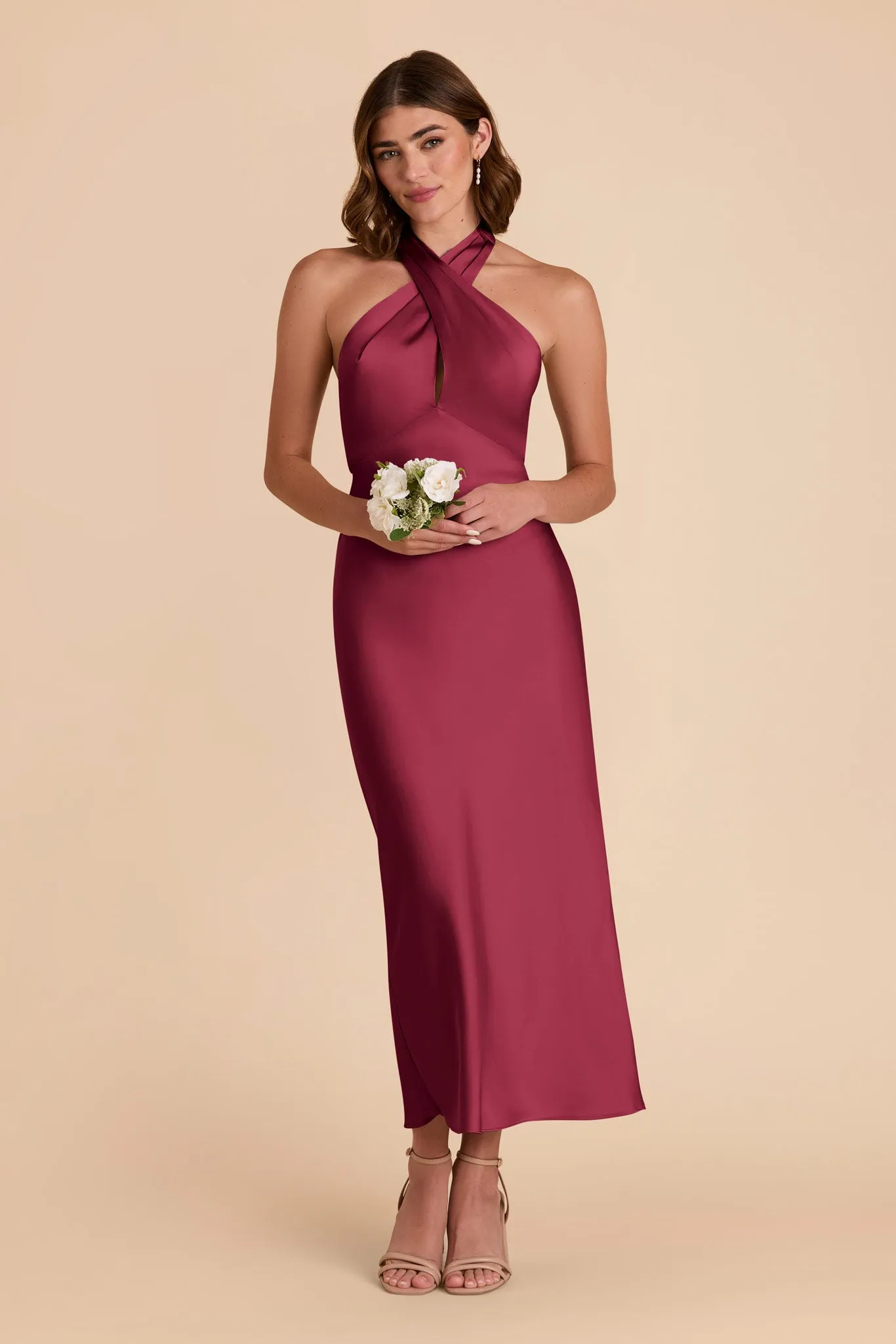 Monique Matte Satin Dress - Berry sold by Birdy Grey product image thumbnail 3