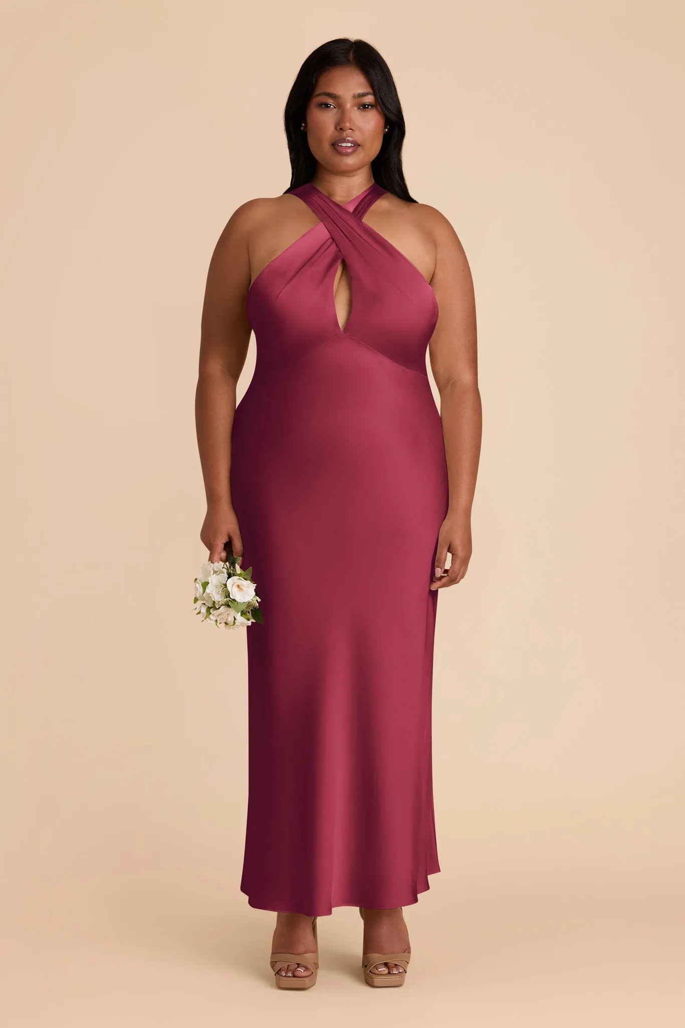Monique Matte Satin Dress - Berry sold by Birdy Grey product image thumbnail 2