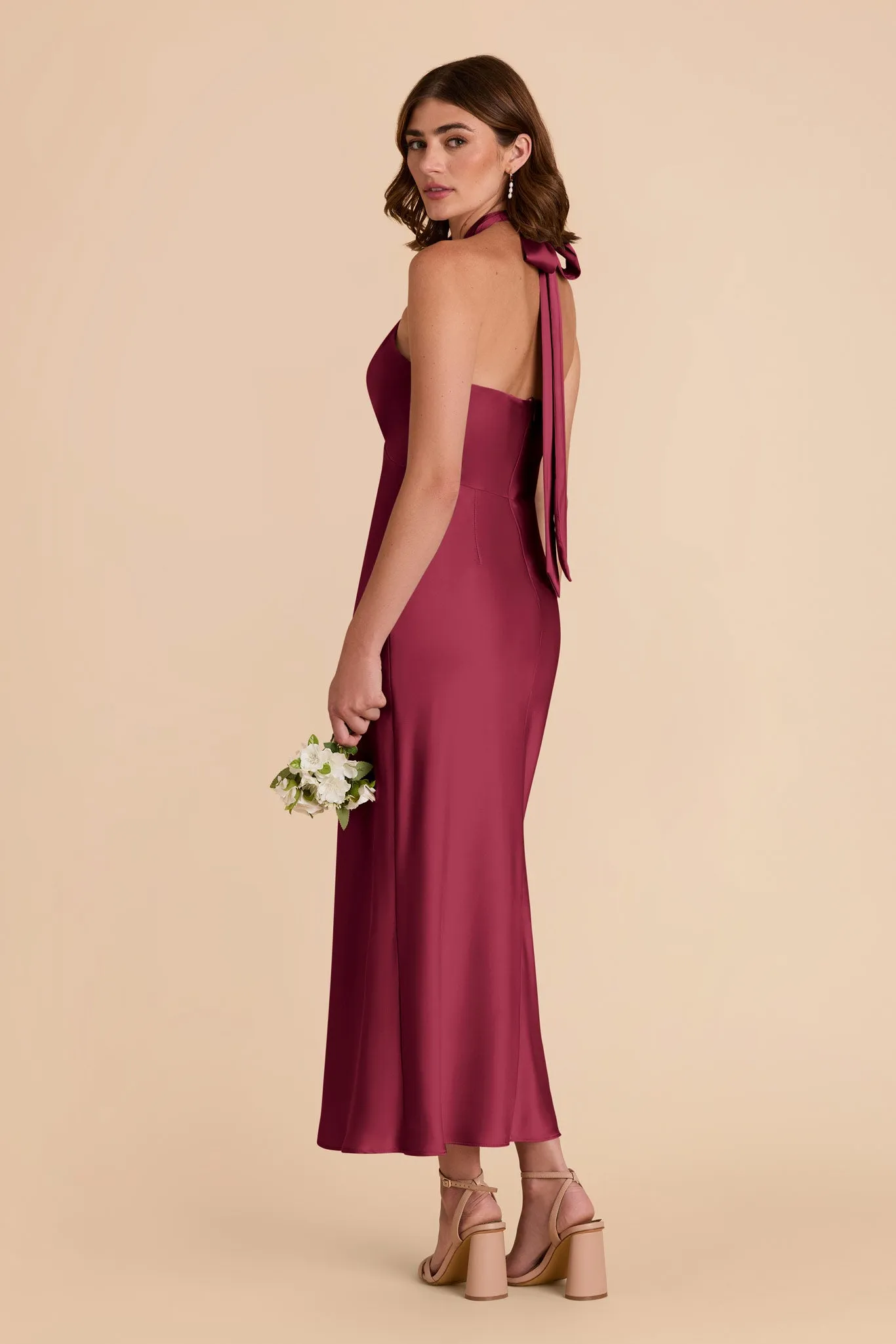 Monique Matte Satin Dress - Berry sold by Birdy Grey product image thumbnail 4