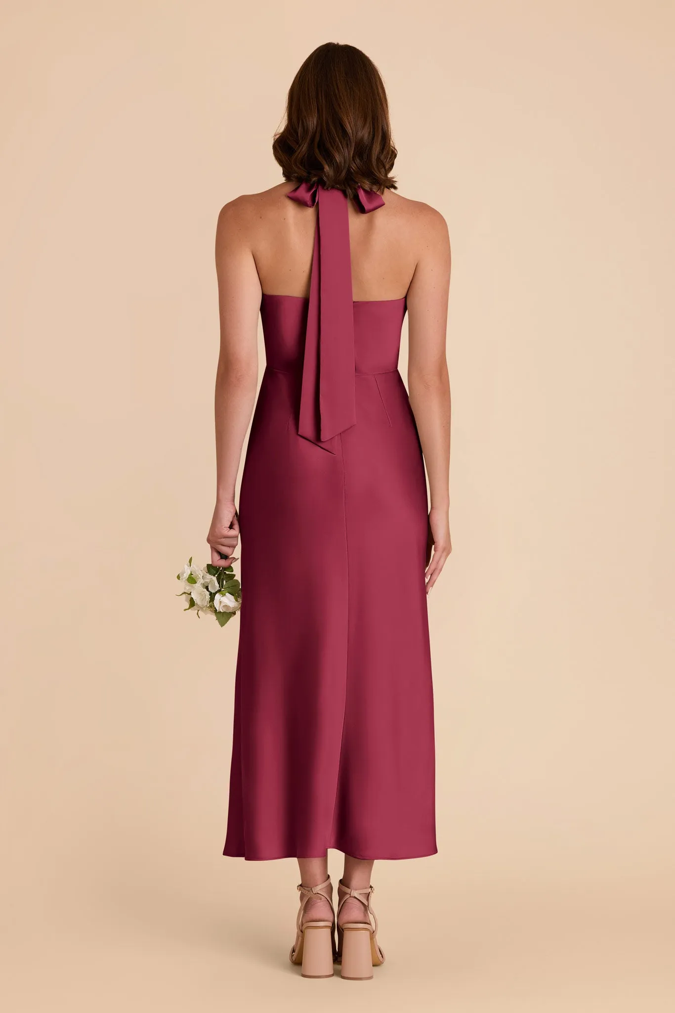 Monique Matte Satin Dress - Berry sold by Birdy Grey product image thumbnail 5