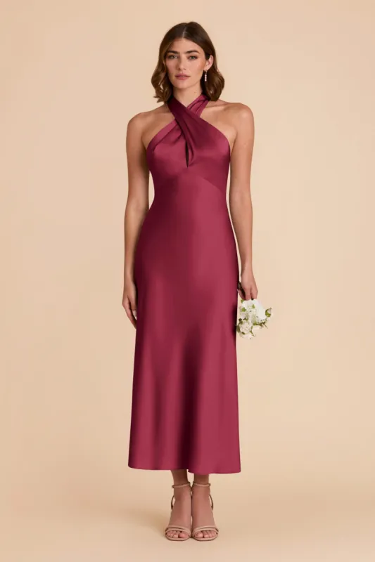 Monique Matte Satin Dress - Berry sold by Birdy Grey
