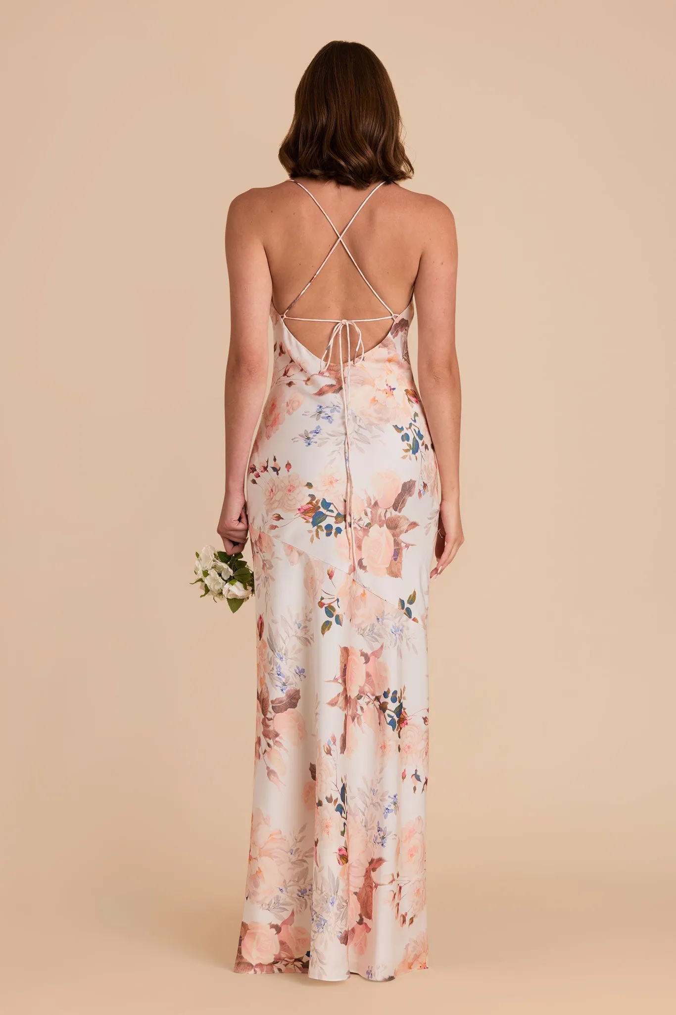 Olivia Matte Satin Dress - Champagne Cascadia Bouquet sold by Birdy Grey product image thumbnail 5