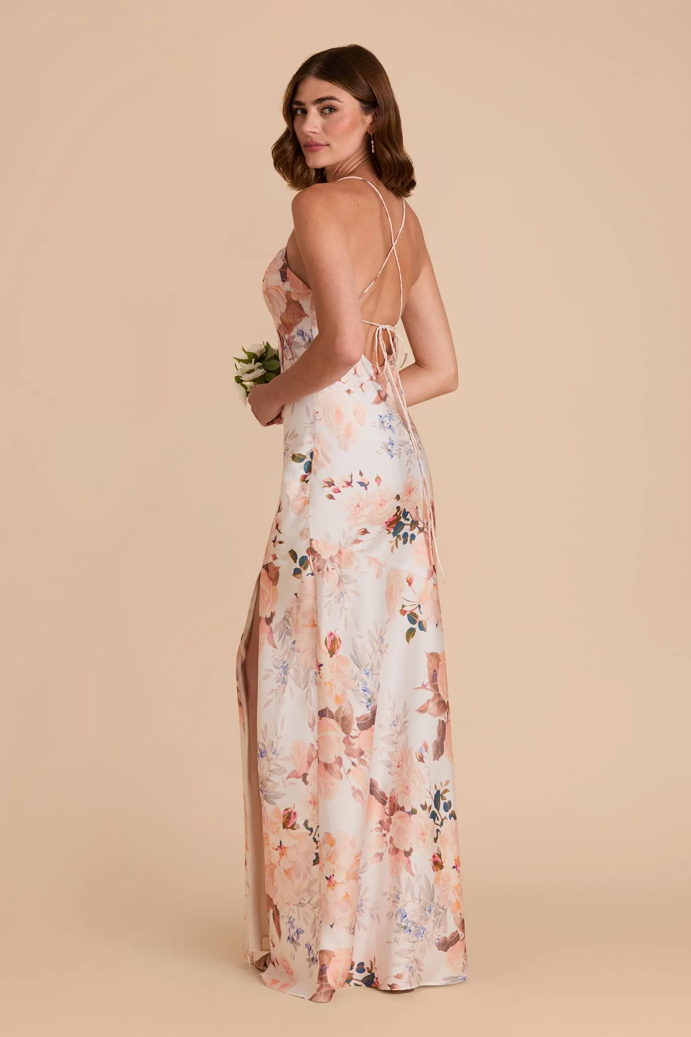 Olivia Matte Satin Dress - Champagne Cascadia Bouquet sold by Birdy Grey product image thumbnail 4
