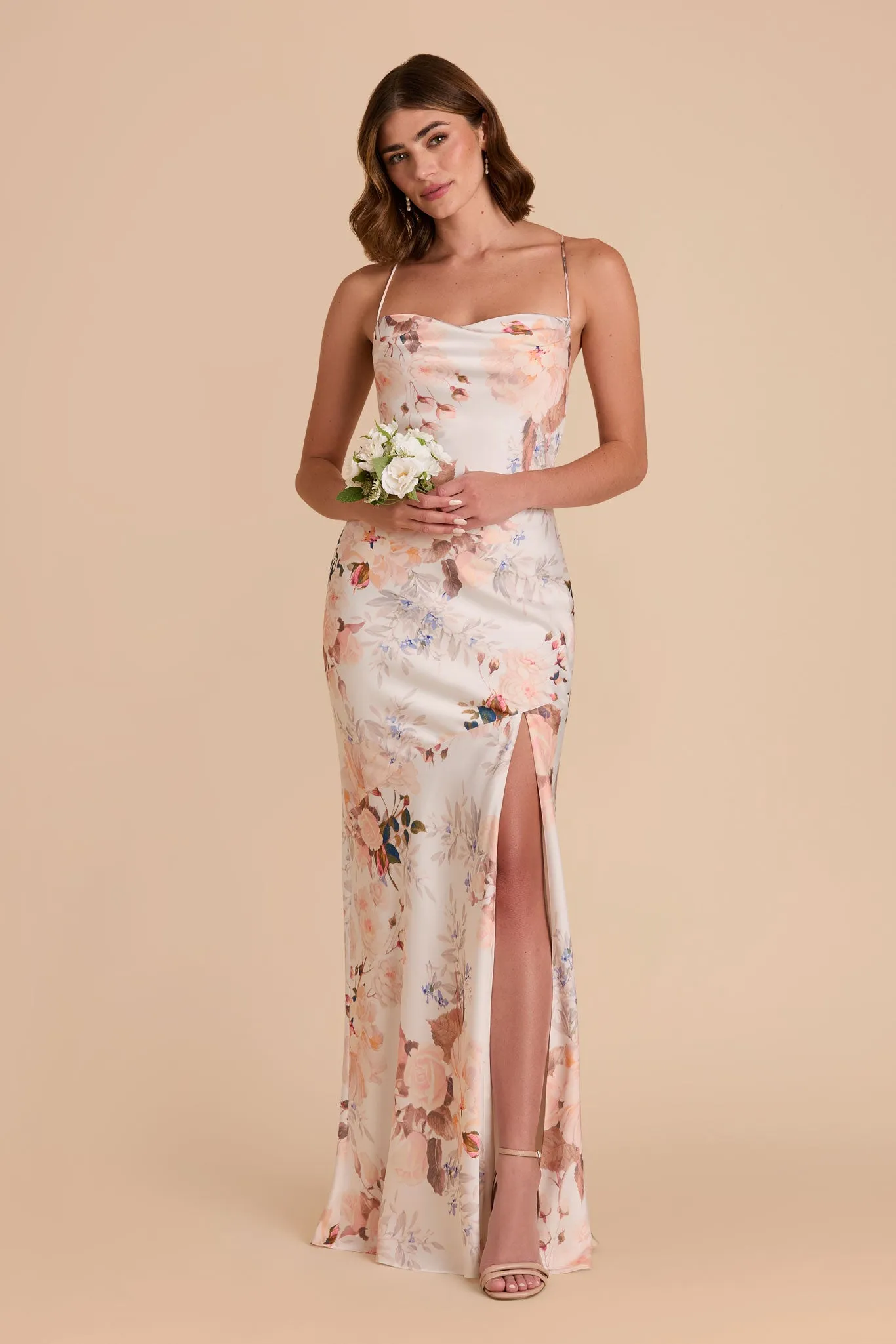 Olivia Matte Satin Dress - Champagne Cascadia Bouquet sold by Birdy Grey product image thumbnail 3