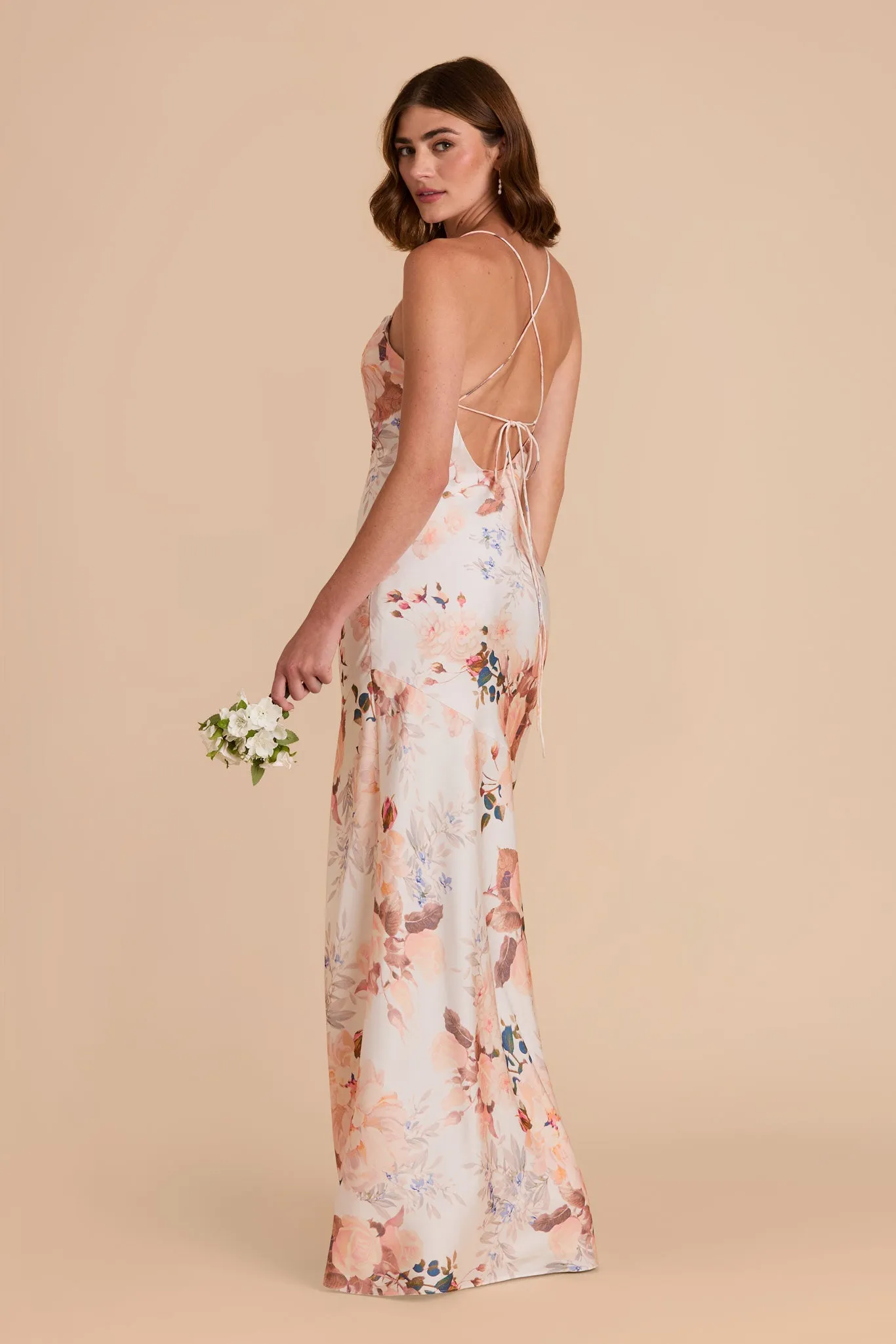 Olivia Matte Satin Dress - Champagne Cascadia Bouquet sold by Birdy Grey product image thumbnail 2