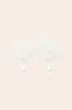 Rosette Pearl Drop Earrings by Petit Moments - White sold by Birdy Grey