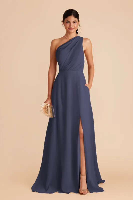 Kira Dress With Slit - Dusk Blue sold by Birdy Grey