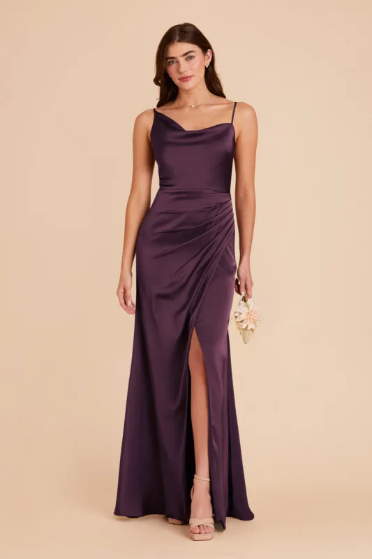 Jennifer Matte Satin Dress - Plum sold by Birdy Grey