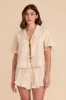 Frankie Tie Front Ruffle Pajama Set - Neutral Gingham sold by Birdy Grey