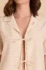 Frankie Tie Front Ruffle Pajama Set - Neutral Gingham sold by Birdy Grey