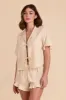 Frankie Tie Front Ruffle Pajama Set - Neutral Gingham sold by Birdy Grey