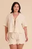 Frankie Tie Front Ruffle Pajama Set - Neutral Gingham sold by Birdy Grey