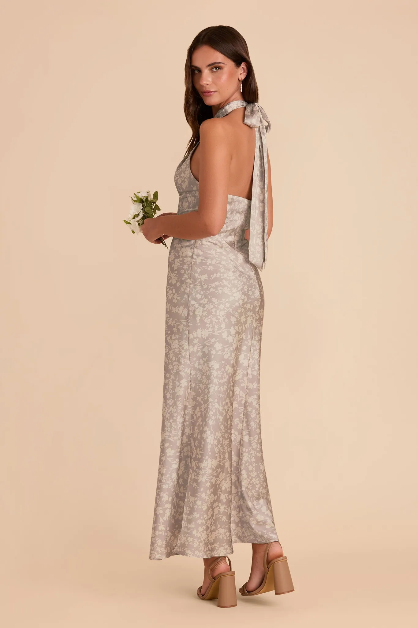 Monique Matte Satin Dress - Almond Dreamy Floral sold by Birdy Grey product image thumbnail 3