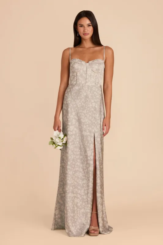 Jessica Matte Satin Dress - Almond Dreamy Floral sold by Birdy Grey