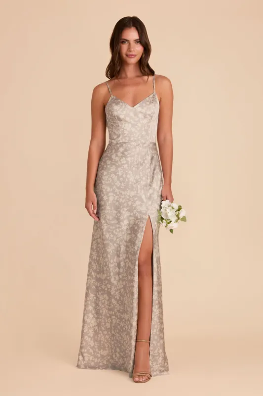 Jay Matte Satin Dress - Almond Dreamy Floral sold by Birdy Grey