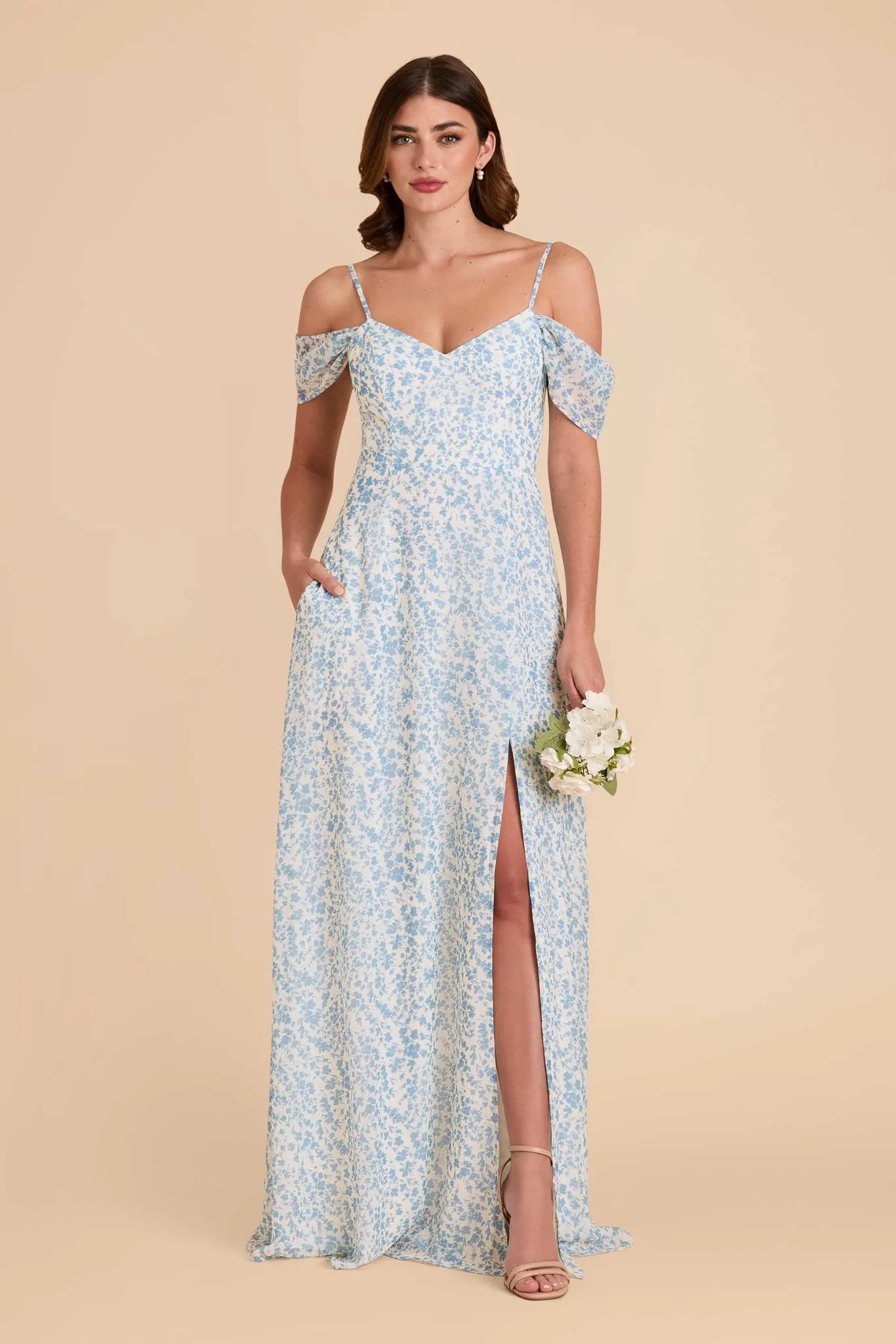 Devin Convertible Dress With Slit - Blue Dreamy Ditsy sold by Birdy Grey