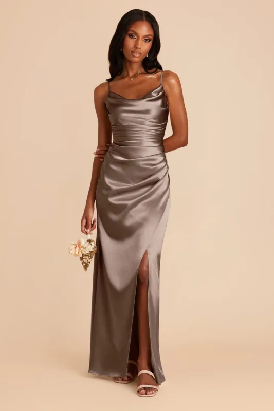 Lydia Shiny Satin Dress - Quartz sold by Birdy Grey