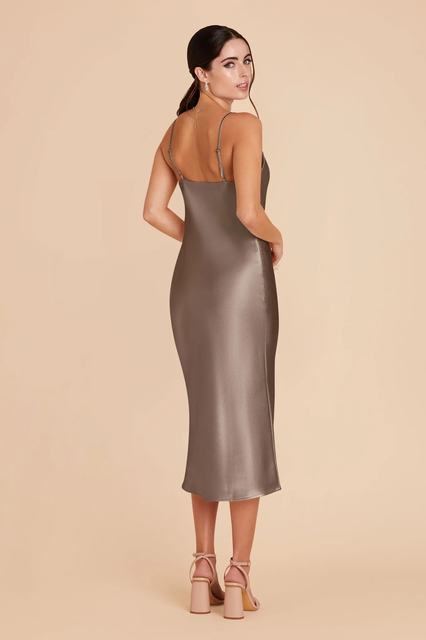 Lisa Shiny Satin Midi Dress - Quartz sold by Birdy Grey product image thumbnail 5