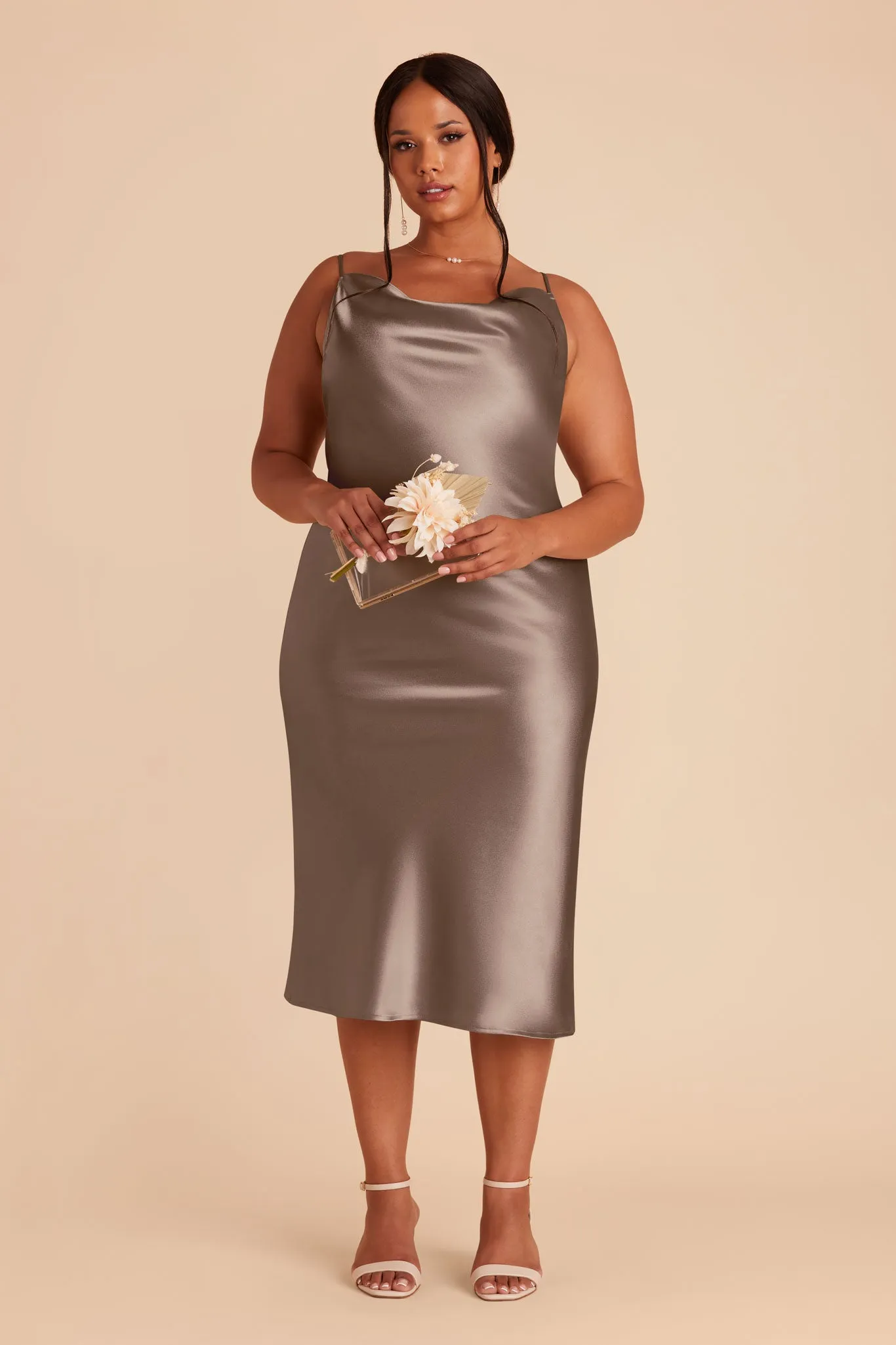 Lisa Shiny Satin Midi Dress - Quartz sold by Birdy Grey product image thumbnail 2
