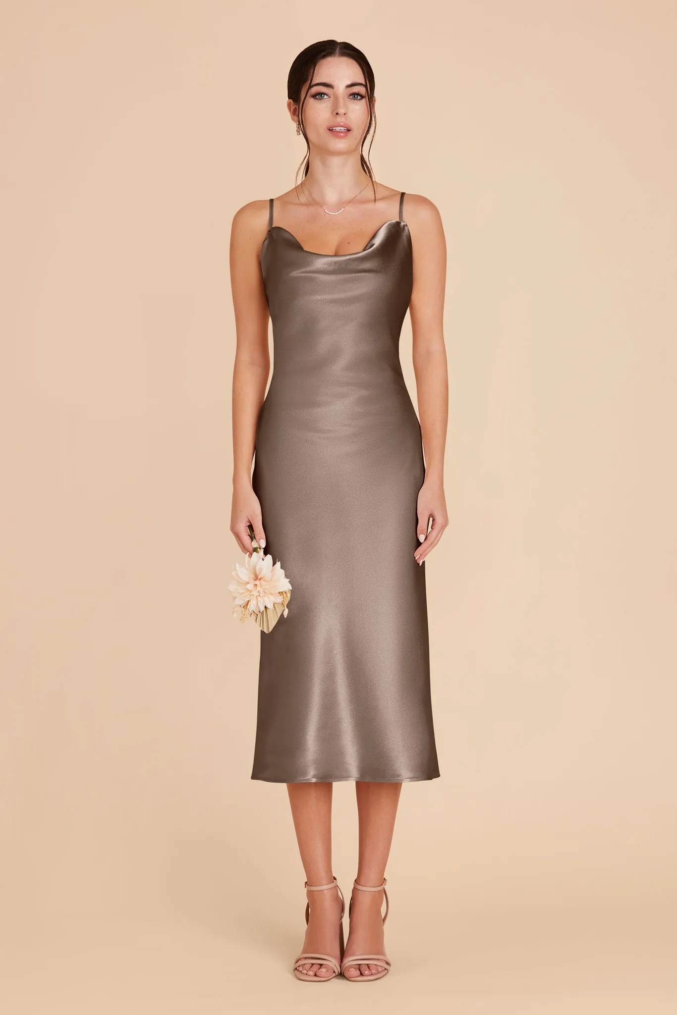 Lisa Shiny Satin Midi Dress - Quartz sold by Birdy Grey product image thumbnail 4