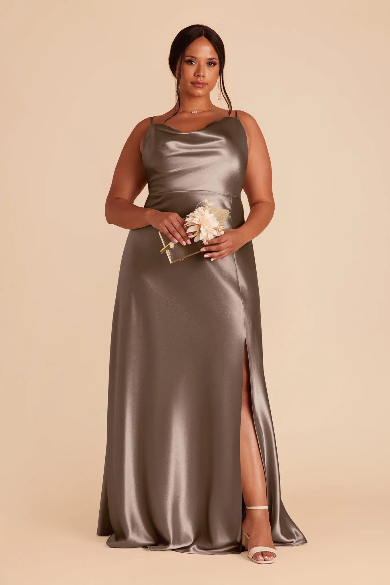 Lisa Long Shiny Satin Dress - Quartz sold by Birdy Grey product image thumbnail 2