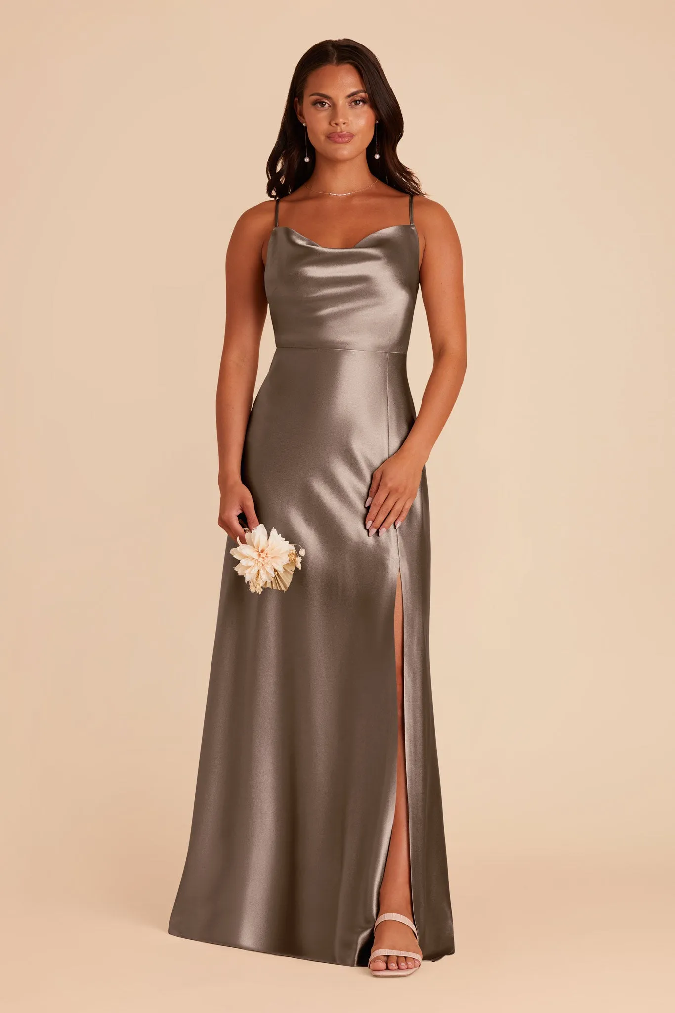 Lisa Long Shiny Satin Dress - Quartz sold by Birdy Grey product image thumbnail 4