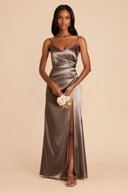 Catherine Shiny Satin Dress - Quartz sold by Birdy Grey