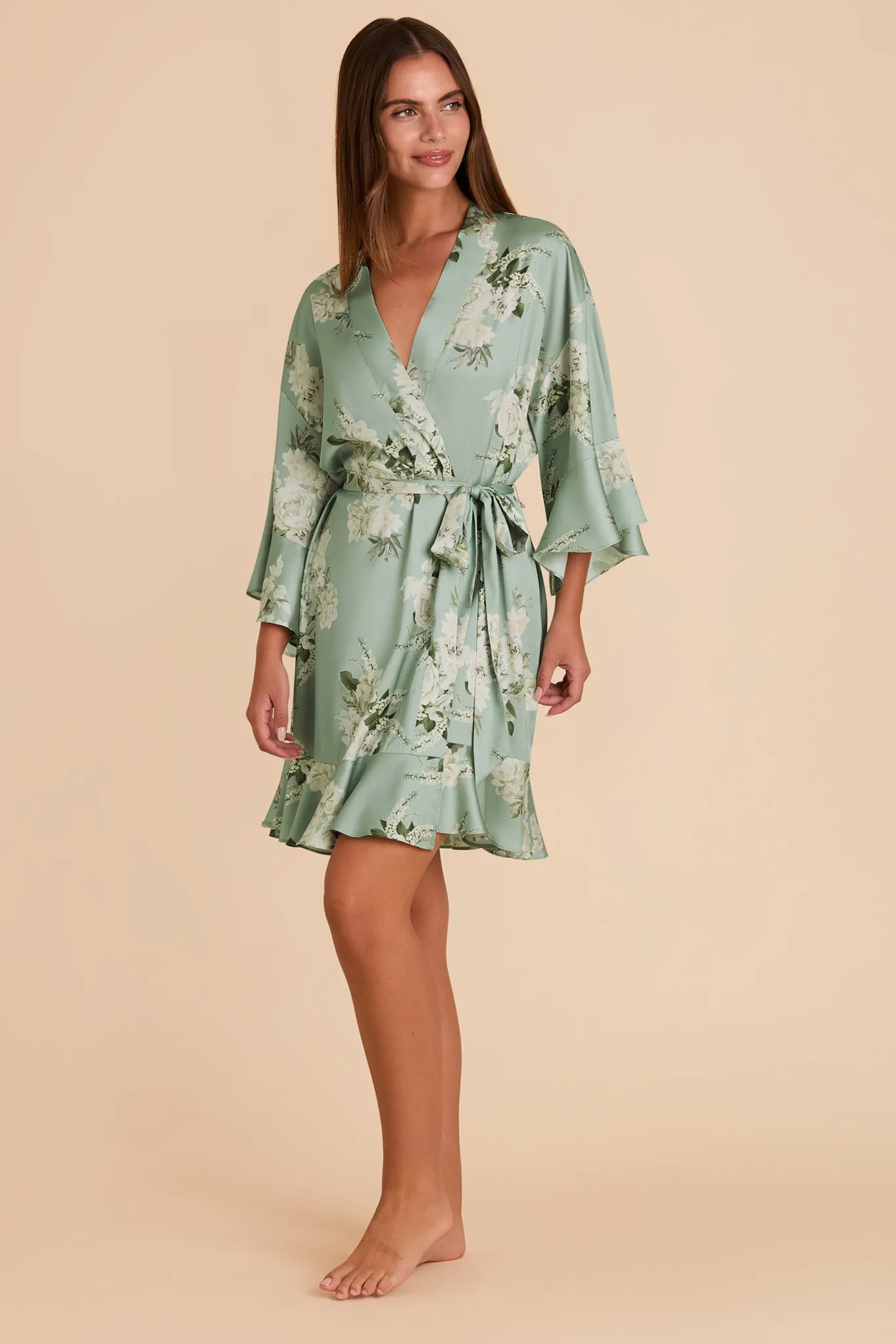 Kenny Floral Ruffle Robe - Sage Garden Bloom sold by Birdy Grey