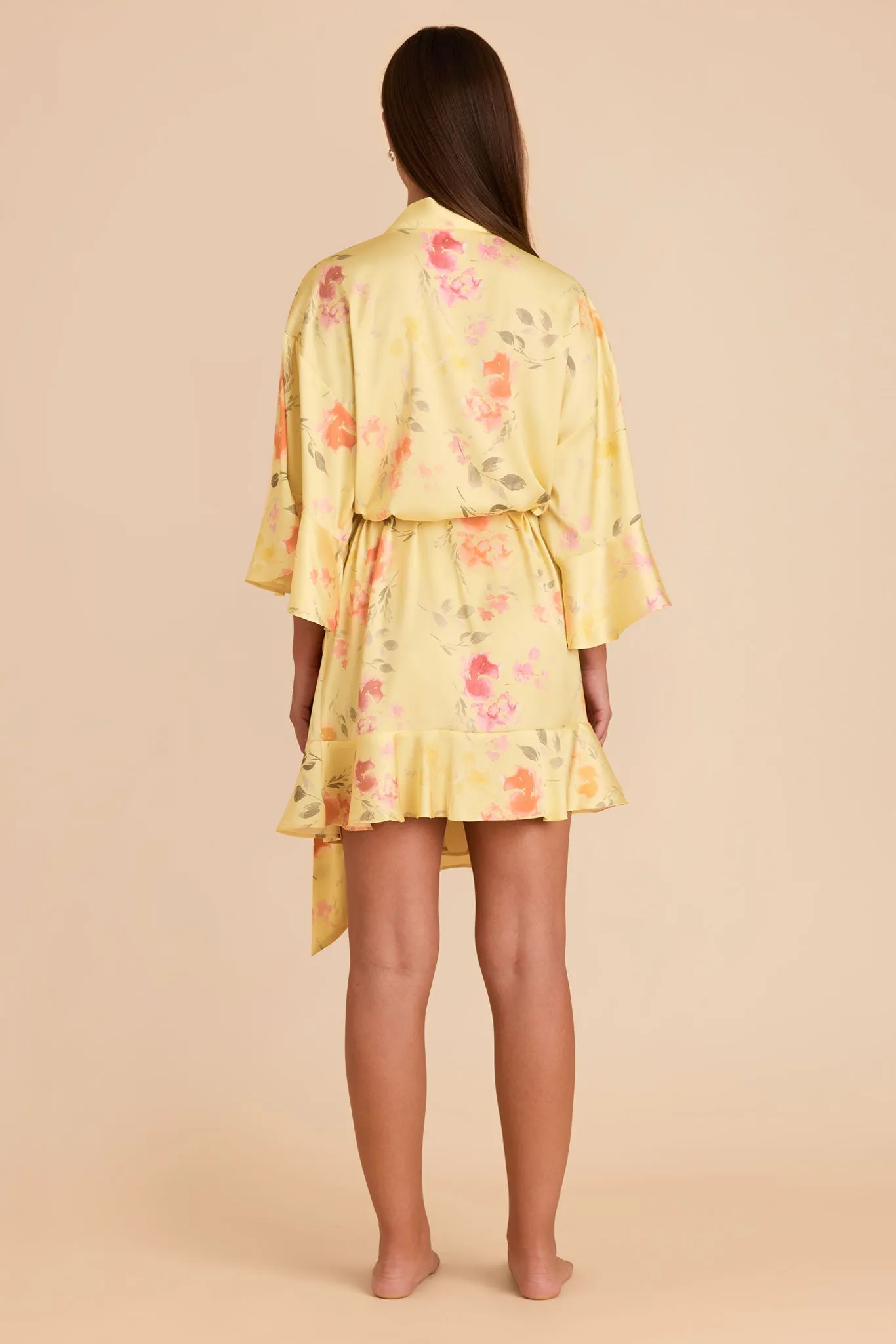 Kenny Floral Ruffle Robe - Pale Yellow Rococo Floral sold by Birdy Grey product image thumbnail 4