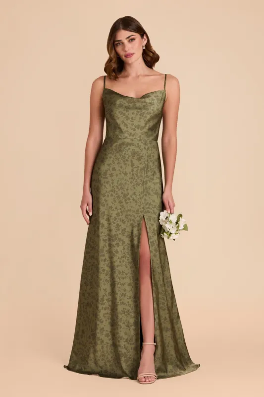 Lisa Long Matte Satin Dress - Bright Martini Dreamy Floral sold by Birdy Grey