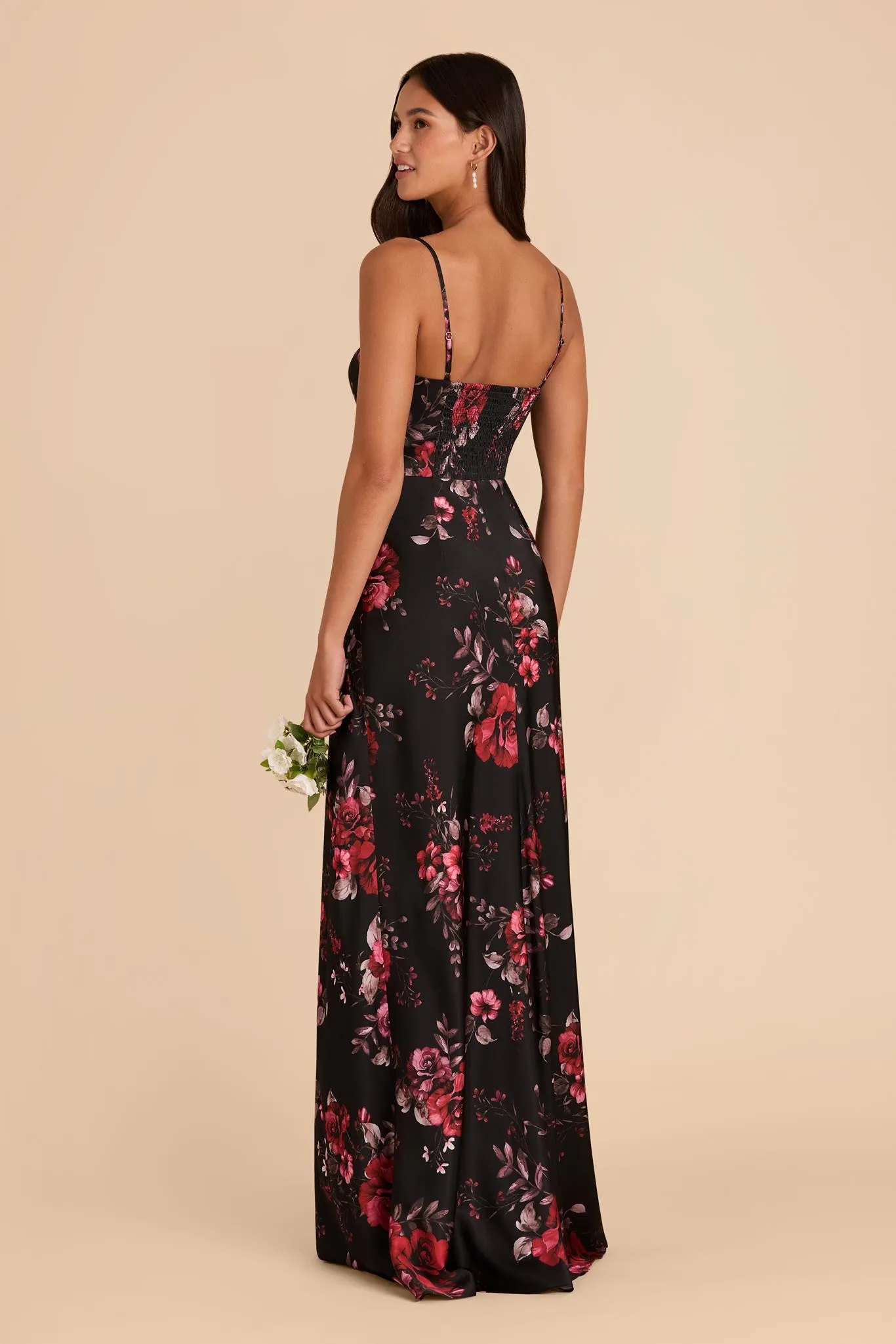 Jessica Matte Satin Dress - Black Fleurs D'Amour sold by Birdy Grey product image thumbnail 3