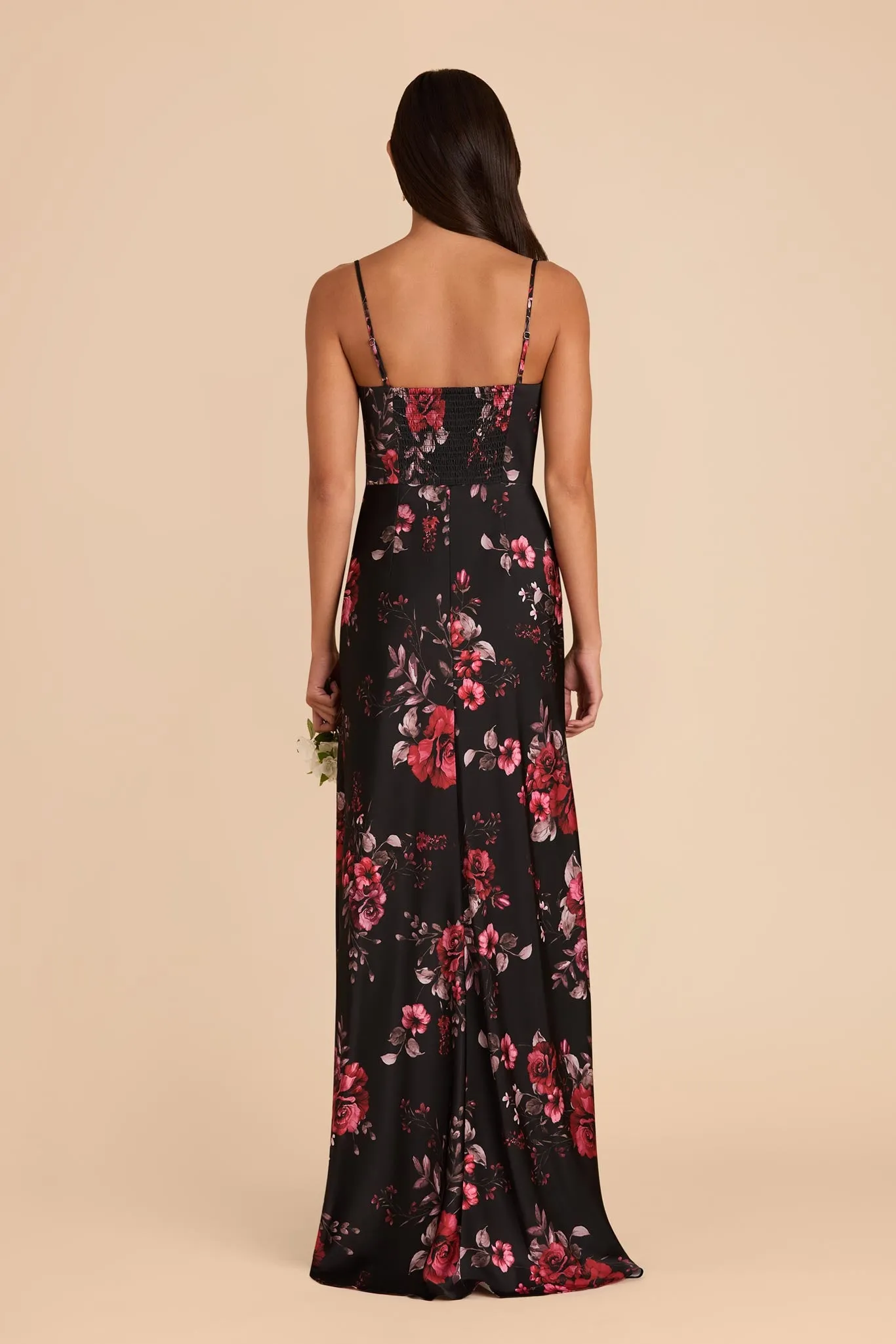Jessica Matte Satin Dress - Black Fleurs D'Amour sold by Birdy Grey product image thumbnail 4