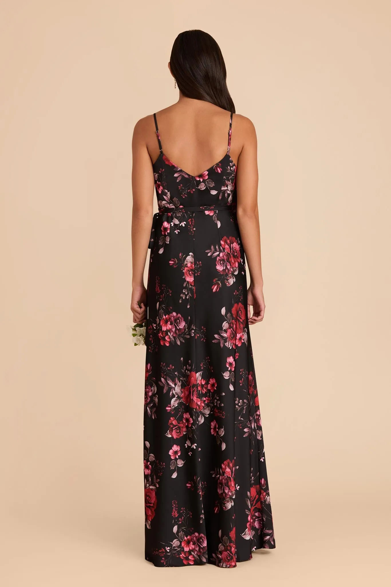 Cindy Matte Satin Dress - Black Fleurs D'Amour sold by Birdy Grey product image thumbnail 4