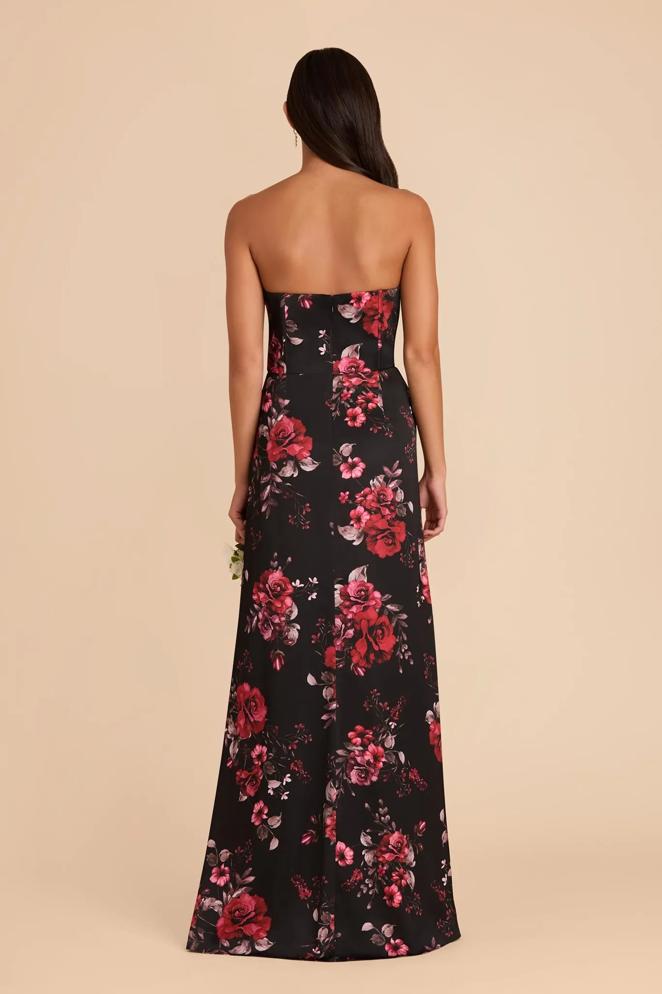 Carrie Matte Satin Dress - Black Fleurs D'Amour sold by Birdy Grey product image thumbnail 5