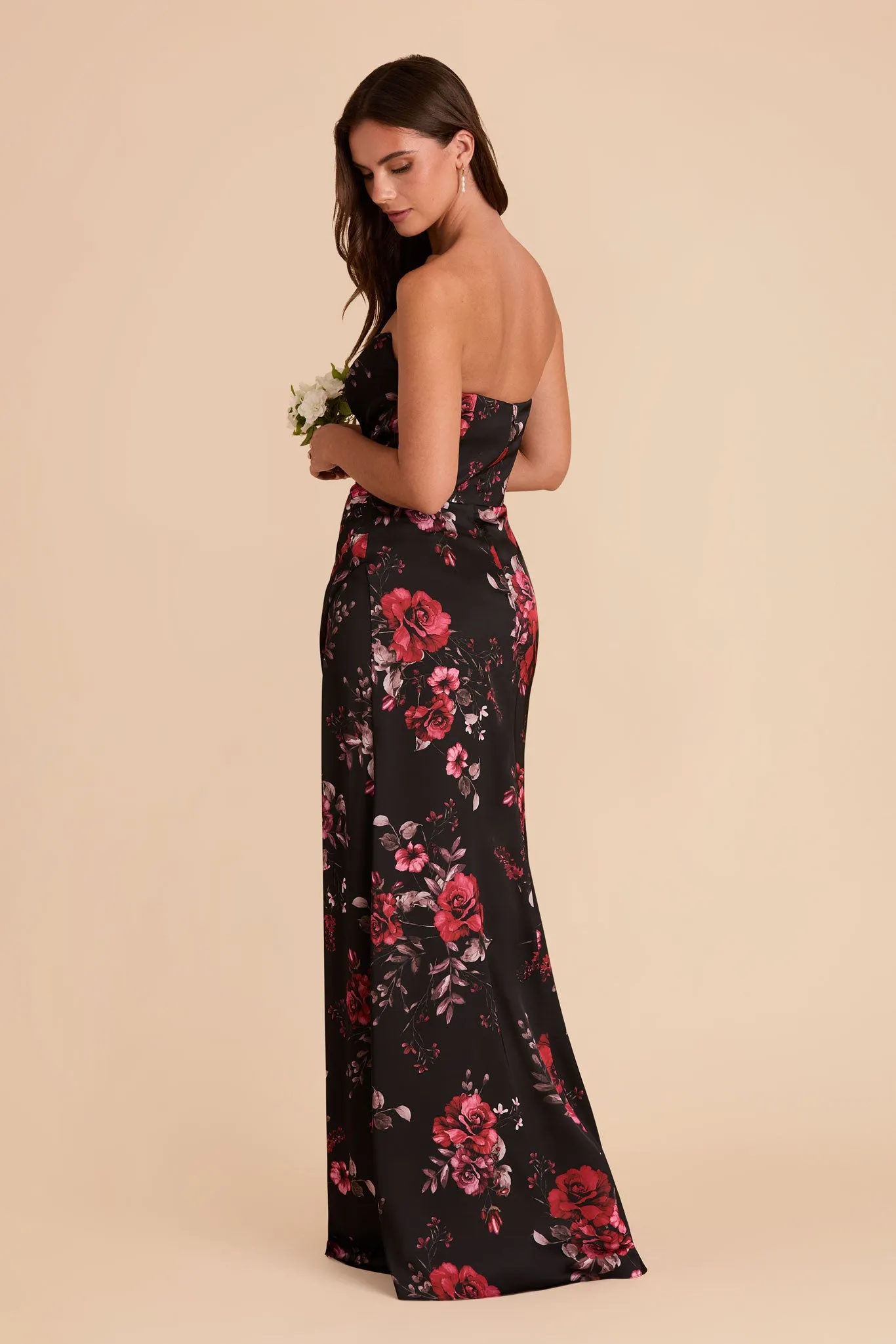 Anne Matte Satin Dress - Black Fleurs D'Amour sold by Birdy Grey product image thumbnail 5